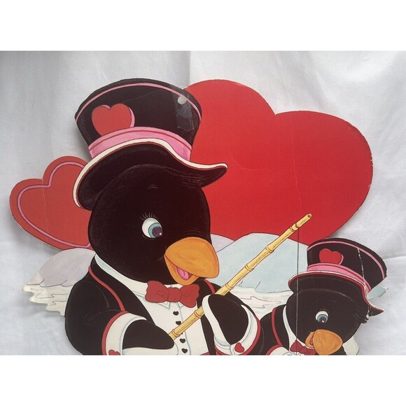 Vintage Valentine’s Day Die Cut Penguin Wall Decoration Hard To Find - Picture 10 of 12